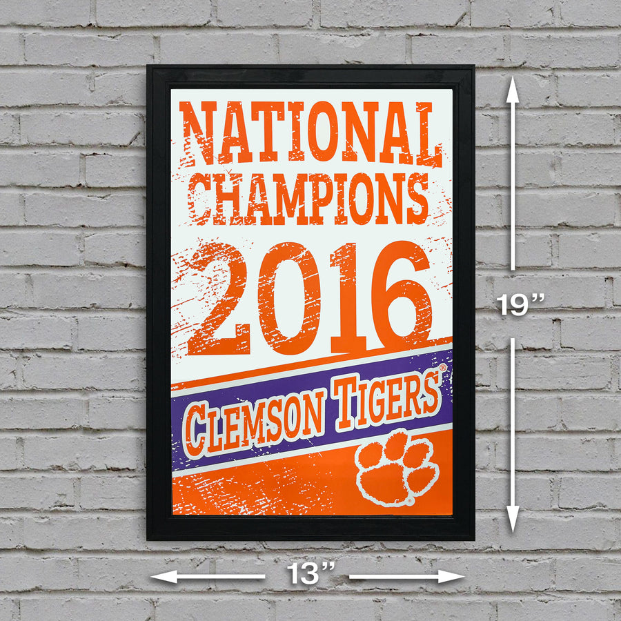 Limited Edition 2016 Clemson Tigers National Champions Poster Art - 13x19"
