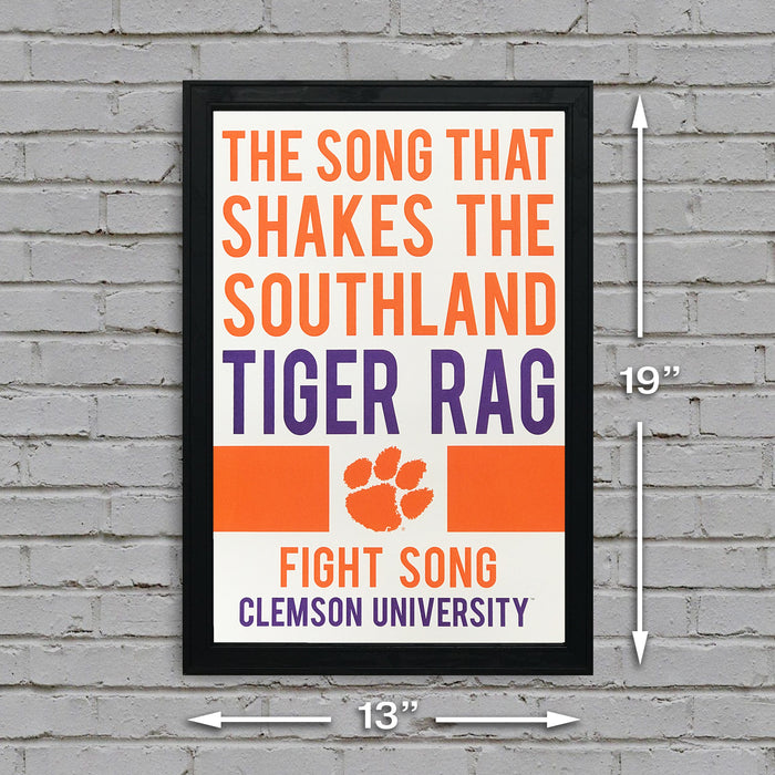 Limited Edition Tiger Rag Fight Song Clemson Tigers Poster Art - 13x19"