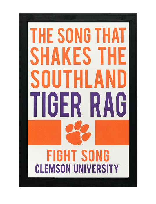 Limited Edition Tiger Rag Fight Song Clemson Tigers Poster Art - 13x19"