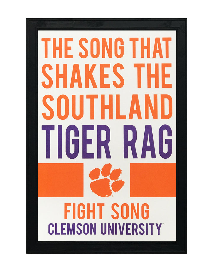 Limited Edition Tiger Rag Fight Song Clemson Tigers Poster Art - 13x19"