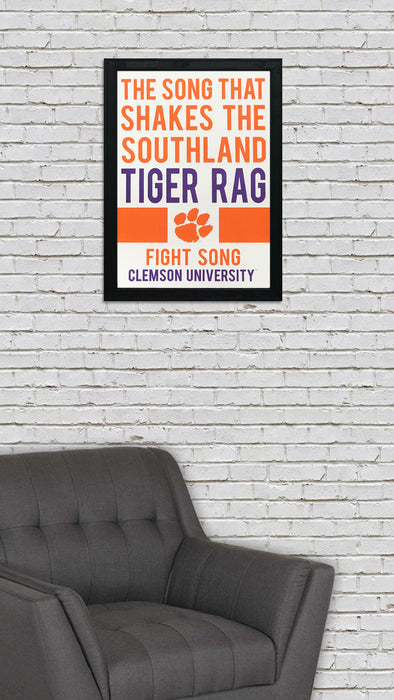 Limited Edition Tiger Rag Fight Song Clemson Tigers Poster Art - 13x19"