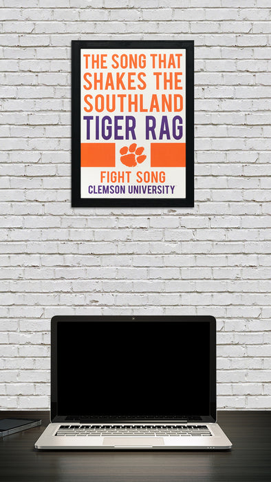 Limited Edition Tiger Rag Fight Song Clemson Tigers Poster Art - 13x19"