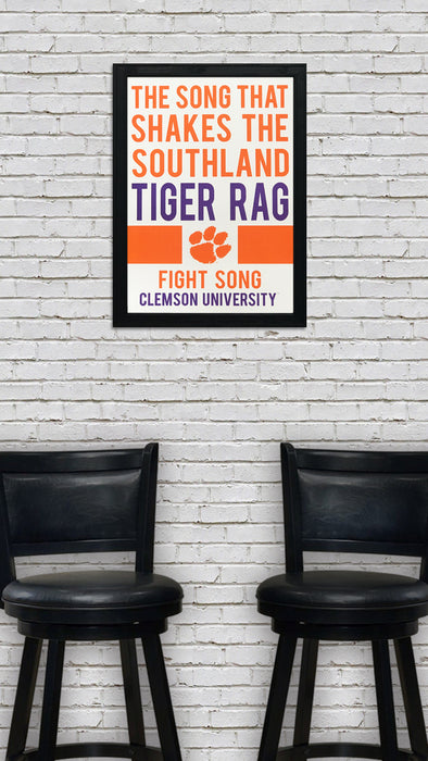 Limited Edition Tiger Rag Fight Song Clemson Tigers Poster Art - 13x19"