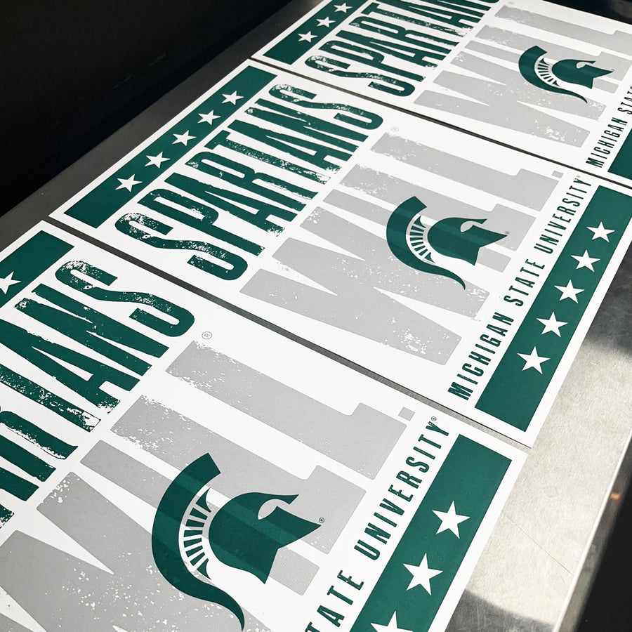 Limited Edition Michigan State Poster - Spartans Will Letterpress - Mich St Spartans Poster Art Print 13x19"