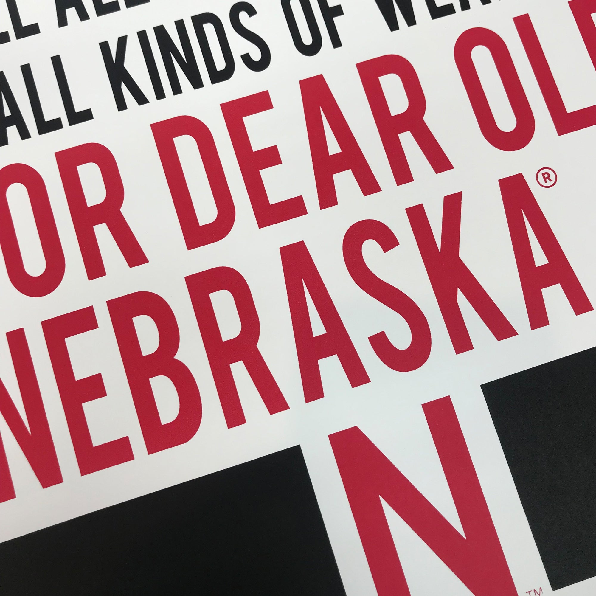 Limited Edition Nebraska Cornhuskers Script Logo Poster Art - 13x19