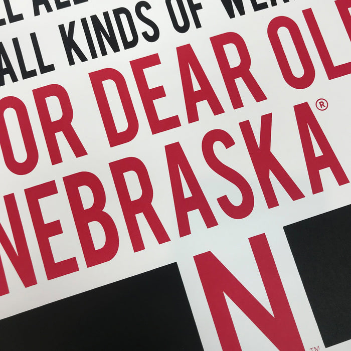 Limited Edition Nebraska Cornhuskers "Dear Old Nebraska U" College Football Poster Art - 13x19"