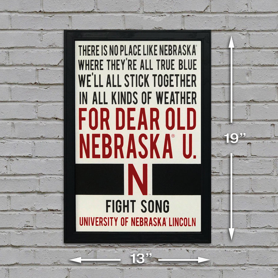 Limited Edition Nebraska Cornhuskers "Dear Old Nebraska U" College Football Poster Art - 13x19"
