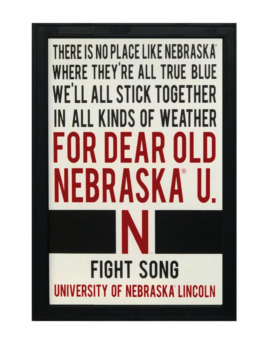 Limited Edition Nebraska Cornhuskers "Dear Old Nebraska U" College Football Poster Art - 13x19"