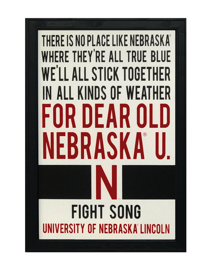 Limited Edition Nebraska Cornhuskers "Dear Old Nebraska U" College Football Poster Art - 13x19"