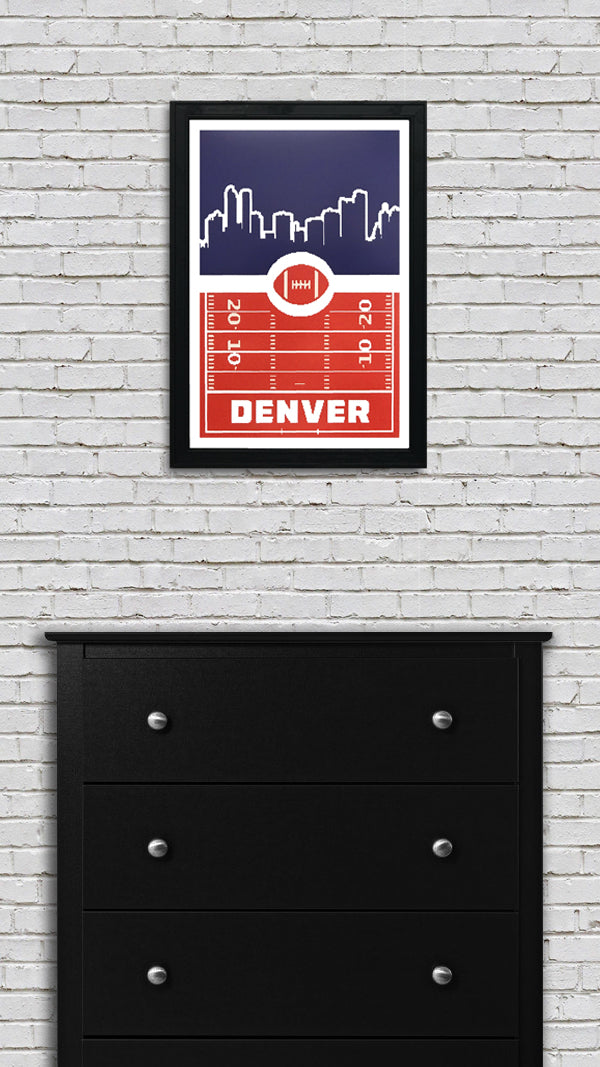 Limited Edition Denver Broncos Poster Art - Retro Video Game Style Print - 13x19"