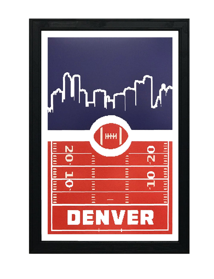 Limited Edition Denver Broncos Poster Art - Retro Video Game Style Print - 13x19"