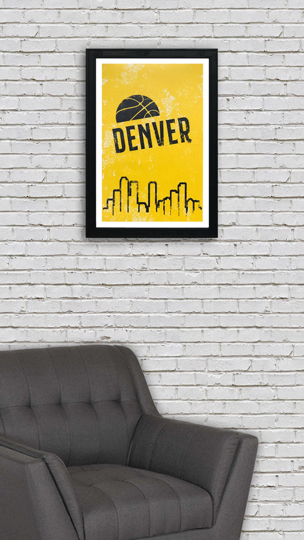 Limited Edition Vintage Denver Nuggets Poster Art Print - 13x19"