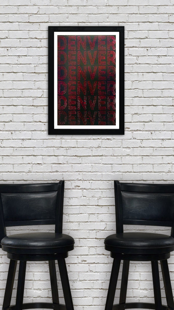 Limited Edition Denver Typography Poster Art - Red and Black Print - 13x19"