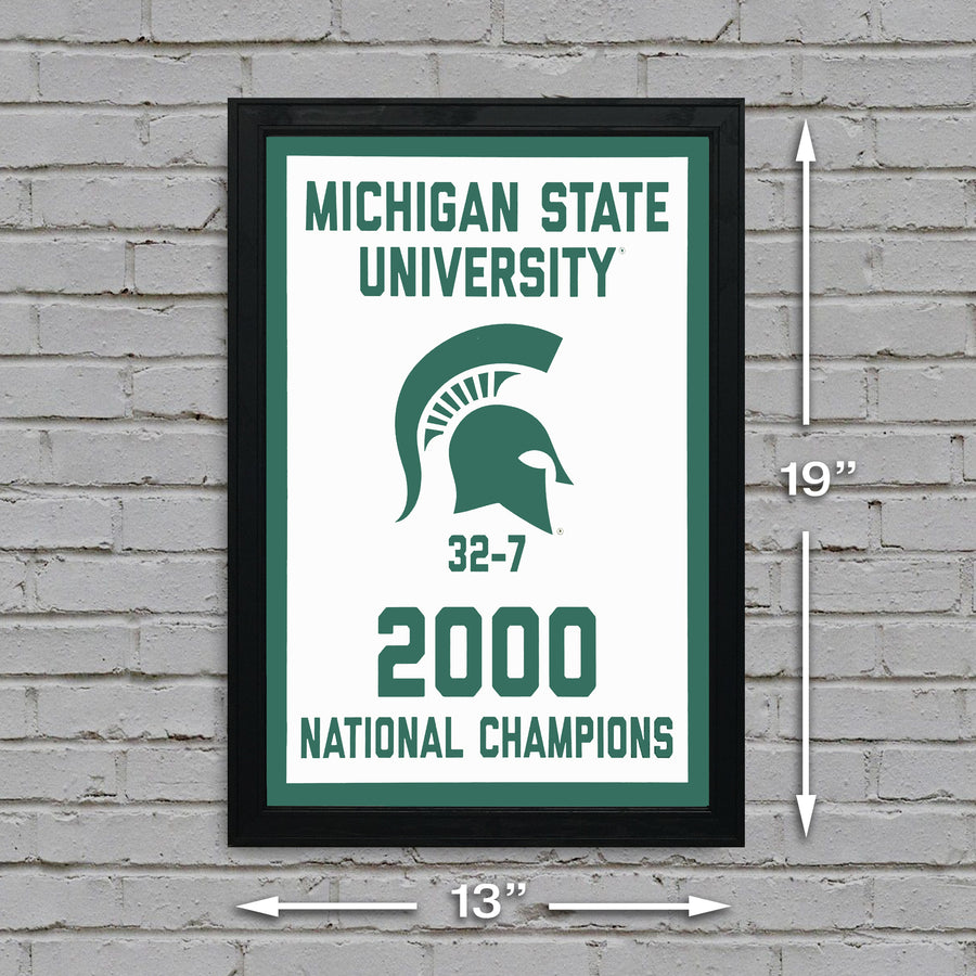 Limited Edition Michigan State 2000 National Championship Basketball Banner Poster - Gifts for Mich State Spartans Fans - Poster Art Print 13x19"