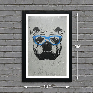 english bulldog print showing dimensions