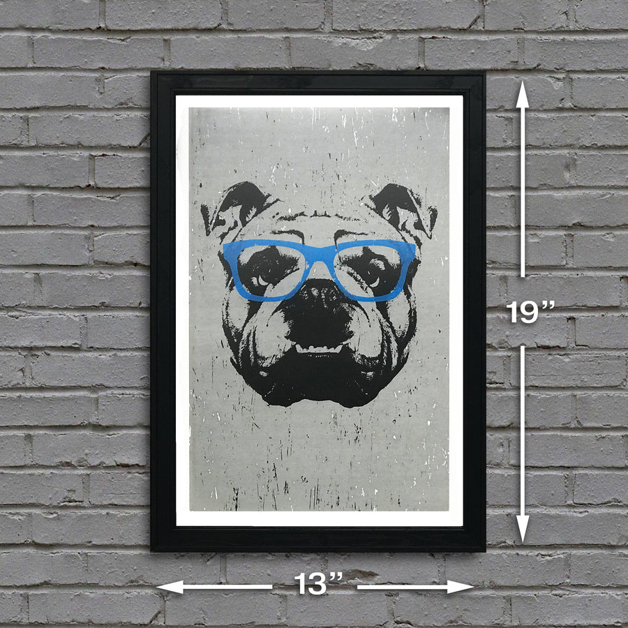 english bulldog print showing dimensions