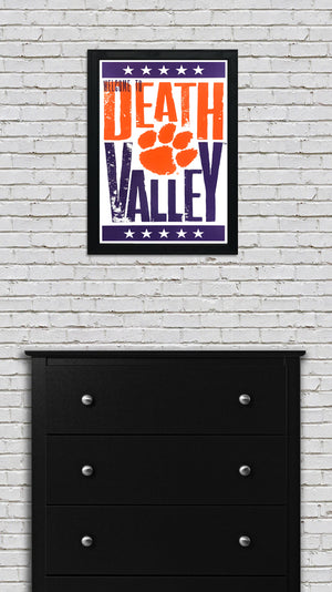 Limited Edition Welcome To Death Valley Letterpress Clemson Tigers Poster Art - 13x19"