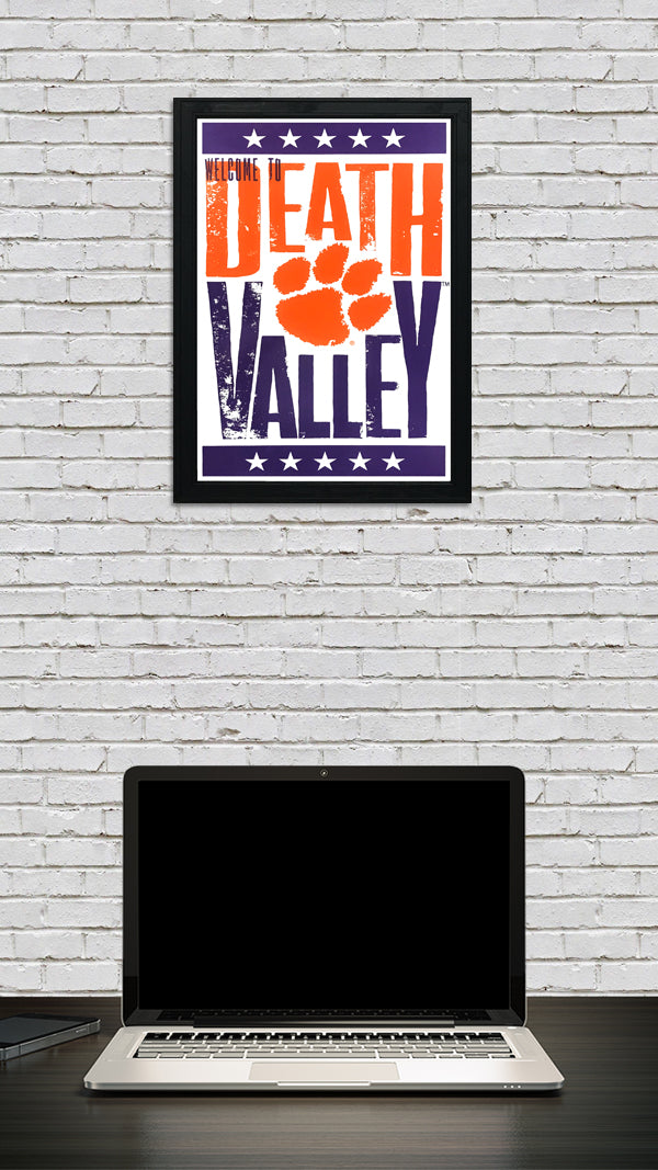 Limited Edition Welcome To Death Valley Letterpress Clemson Tigers Poster Art - 13x19"