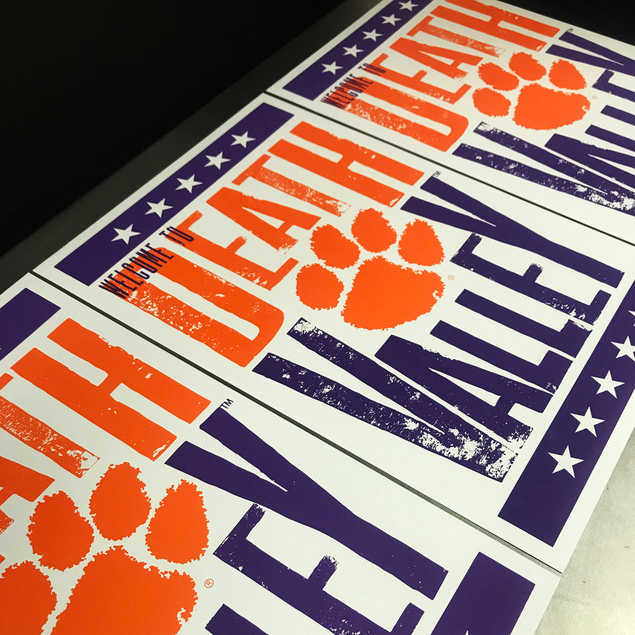 Limited Edition Welcome To Death Valley Letterpress Clemson Tigers Poster Art - 13x19"