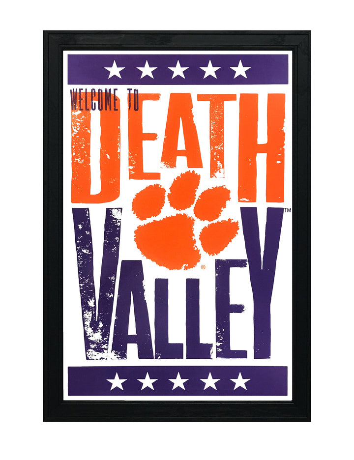 Limited Edition Welcome To Death Valley Letterpress Clemson Tigers Poster Art - 13x19"