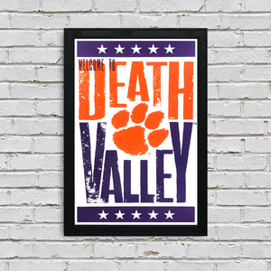 Limited Edition Welcome To Death Valley Letterpress Clemson Tigers Poster Art - 13x19"