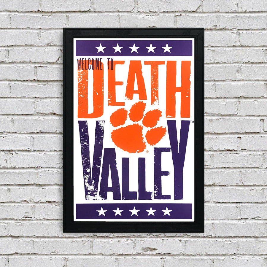 Limited Edition Welcome To Death Valley Letterpress Clemson Tigers Poster Art - 13x19"