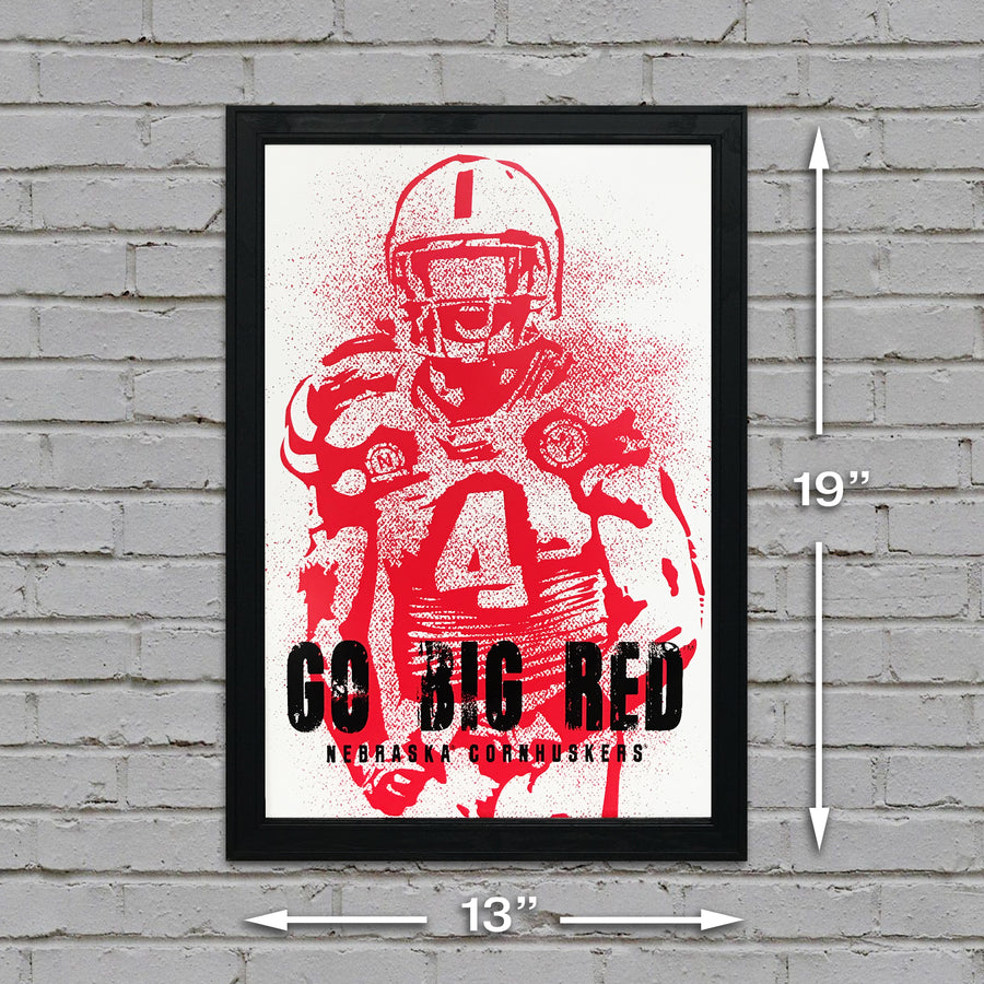 Limited Edition Go Big Red Nebraska Cornhuskers Modern Era Poster Art - 13x19"