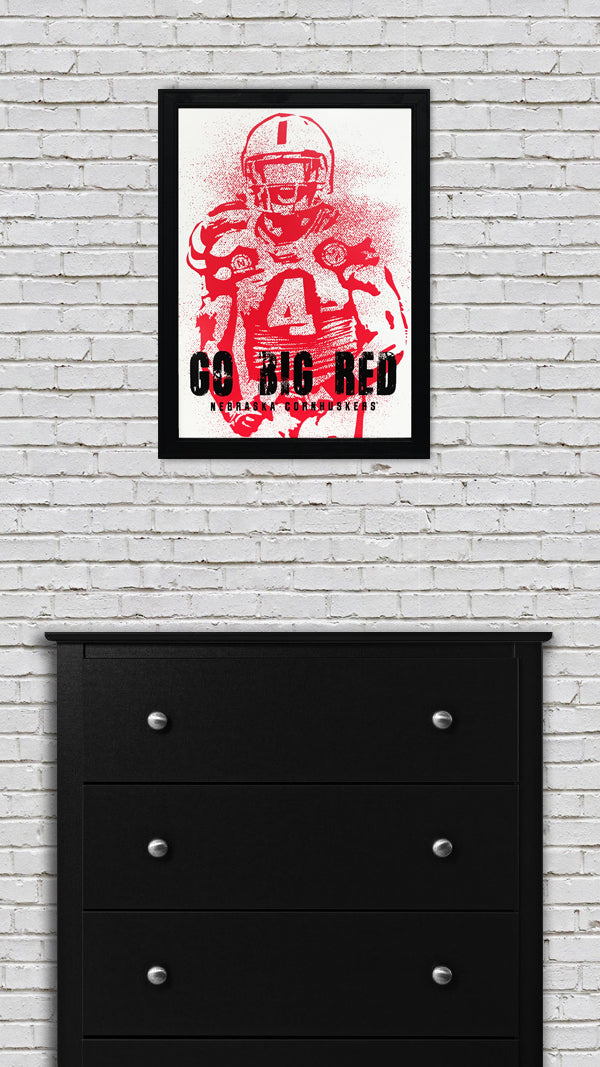 Limited Edition Go Big Red Nebraska Cornhuskers Modern Era Poster Art - 13x19"
