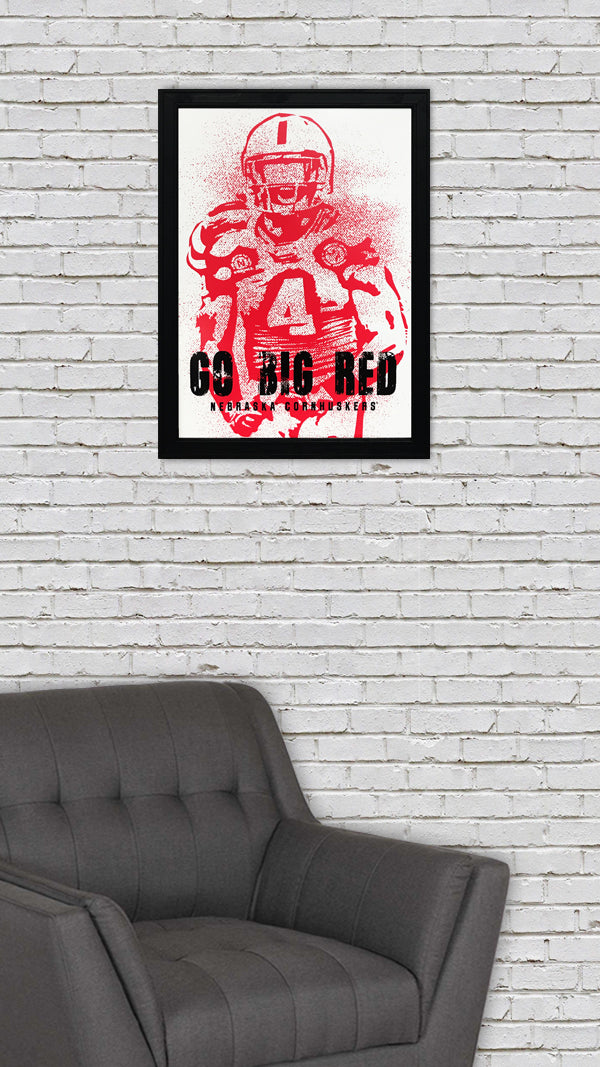 Limited Edition Go Big Red Nebraska Cornhuskers Modern Era Poster Art - 13x19"