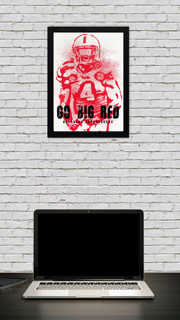 Limited Edition Go Big Red Nebraska Cornhuskers Modern Era Poster Art - 13x19"