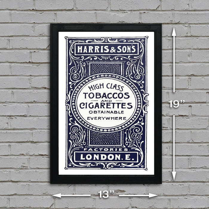 Limited Edition Harris and Son's Tobacco Vintage Advertisement Poster Art - Blue - 13x19"