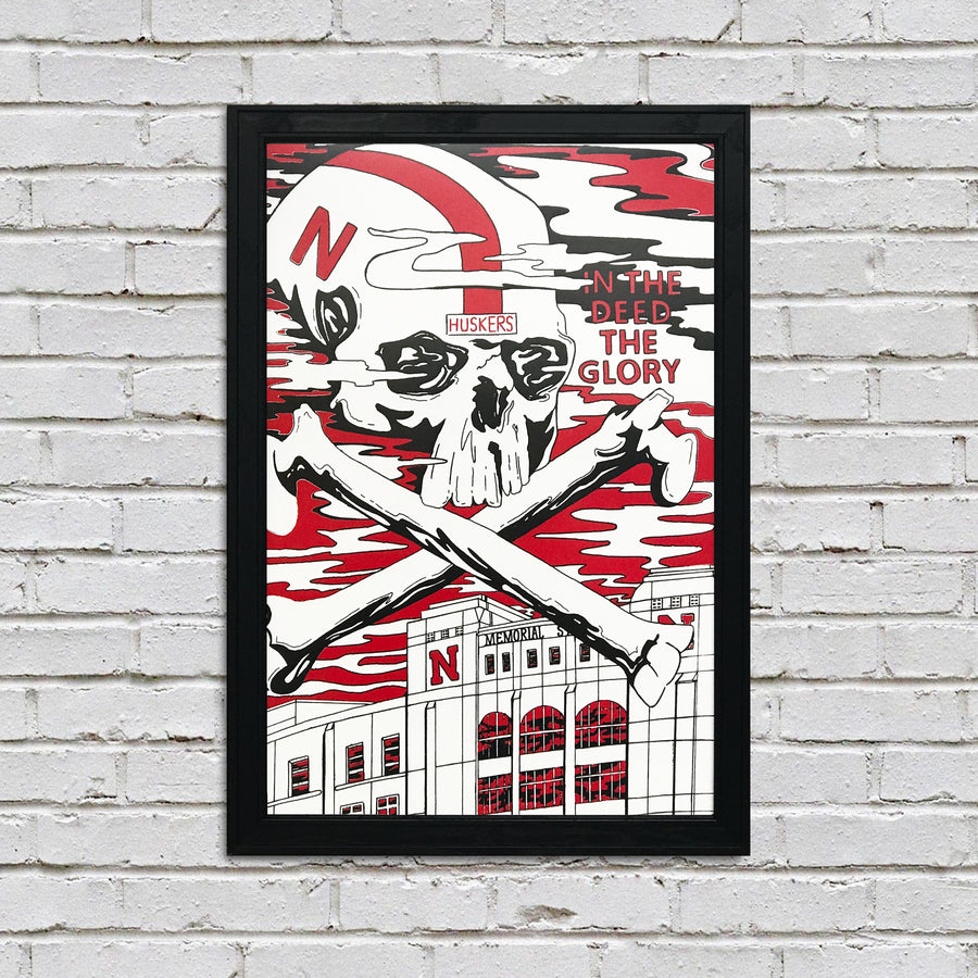 Limited Edition Nebraska Huskers College Football Poster - Artist Series featuring Justin Parker - 13x19"