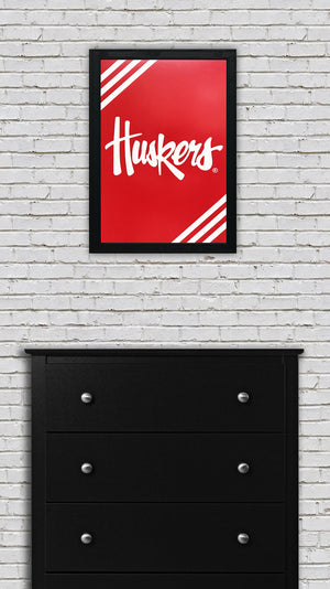 Limited Edition Nebraska Cornhuskers Script Logo Poster Art - 13x19"