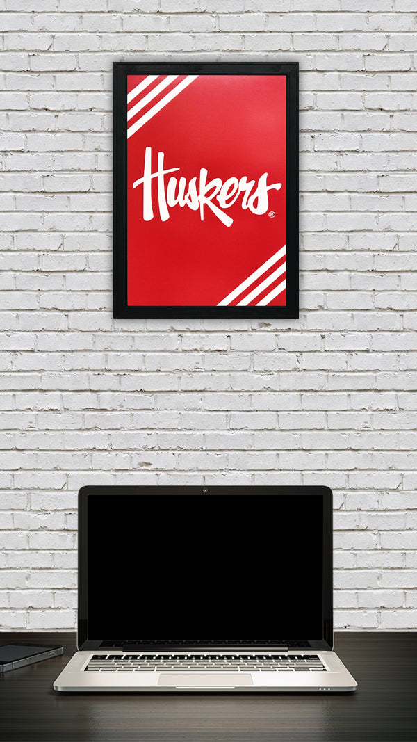 Limited Edition Nebraska Cornhuskers Script Logo Poster Art - 13x19"