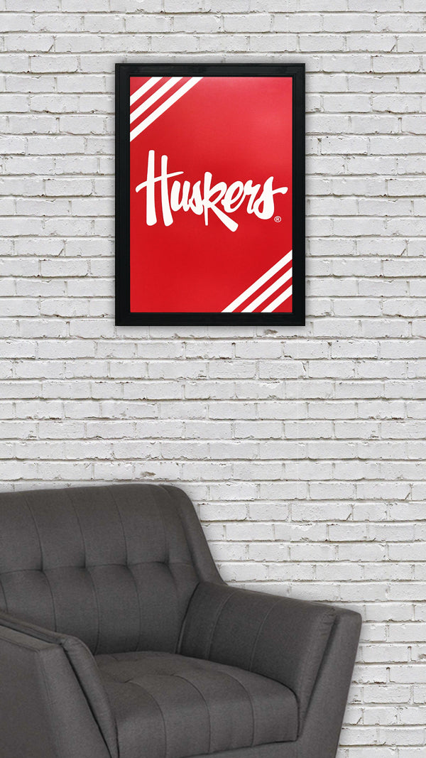 Limited Edition Nebraska Cornhuskers Script Logo Poster Art - 13x19"