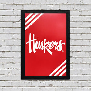 Limited Edition Nebraska Cornhuskers Script Logo Poster Art - 13x19"