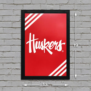 Limited Edition Nebraska Cornhuskers Script Logo Poster Art - 13x19"