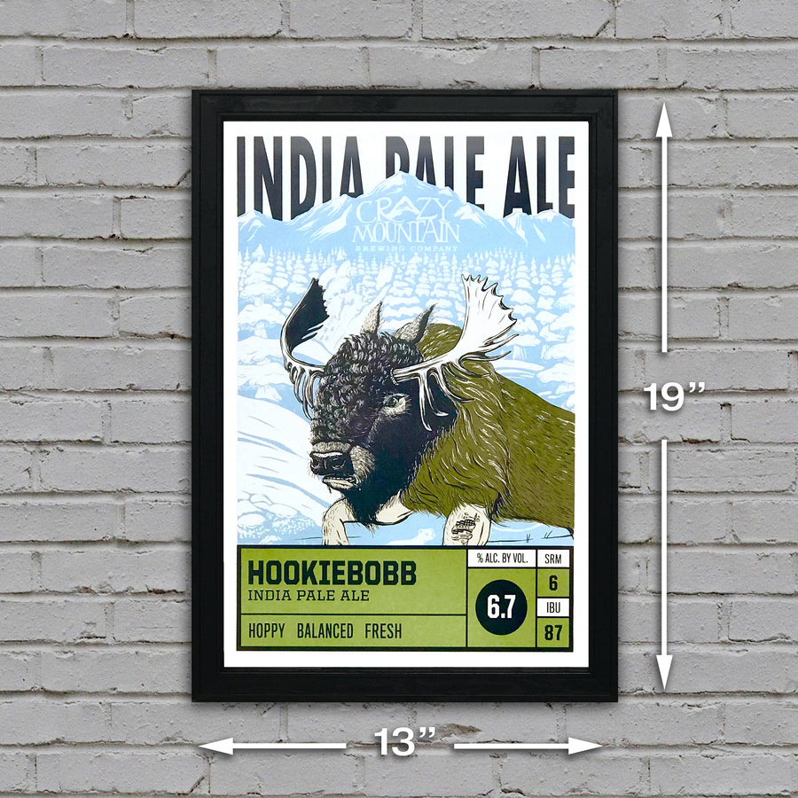 Limited Edition Crazy Mountain Hookiebobb IPA Craft Beer Poster - 13x19"