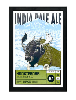 Limited Edition Crazy Mountain Hookiebobb IPA Craft Beer Poster - 13x19"