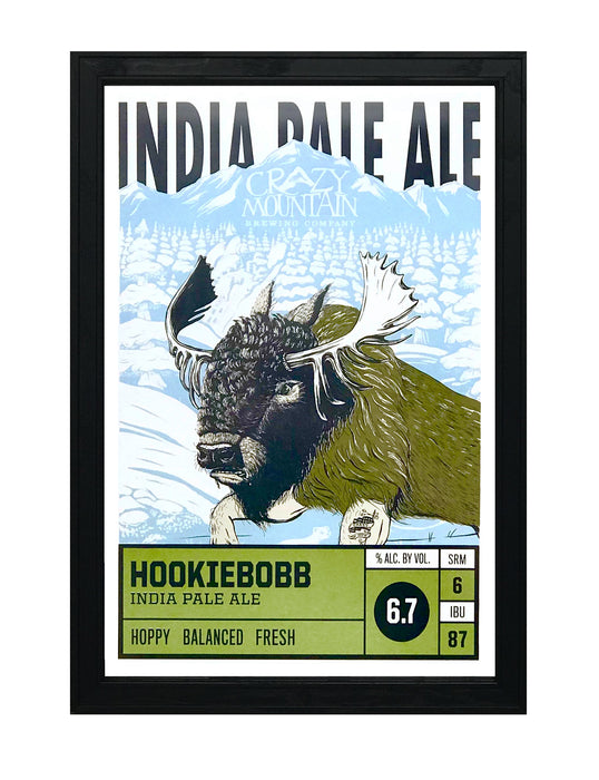 Limited Edition Crazy Mountain Hookiebobb IPA Craft Beer Poster - 13x19"