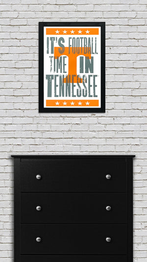 Limited Edition Tennessee Volunteers It's Football Time In Tennessee Letterpress Poster Art - 13x19"