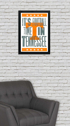 Limited Edition Tennessee Volunteers It's Football Time In Tennessee Letterpress Poster Art - 13x19"