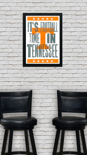 Limited Edition Tennessee Volunteers It's Football Time In Tennessee Letterpress Poster Art - 13x19"