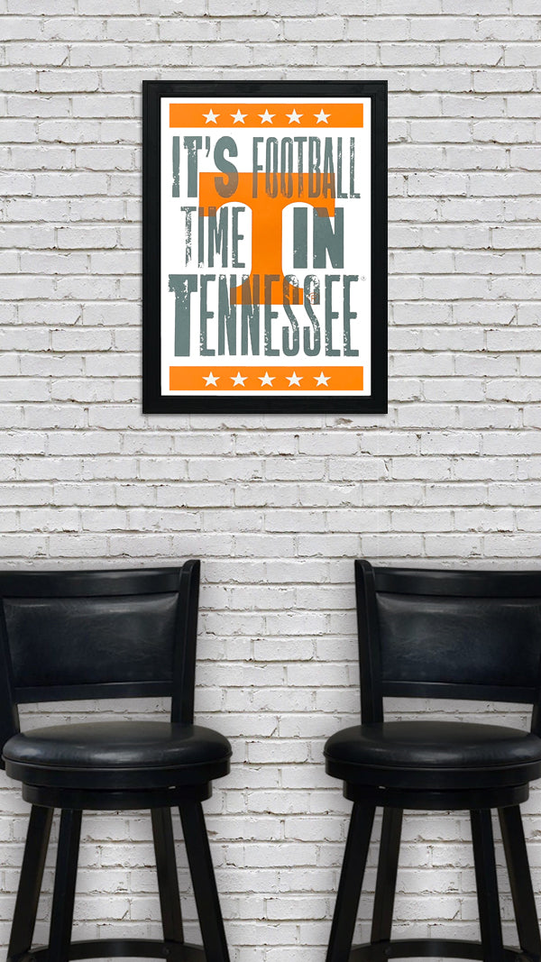 Limited Edition Tennessee Volunteers It's Football Time In Tennessee Letterpress Poster Art - 13x19"