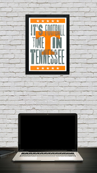 Limited Edition Tennessee Volunteers It's Football Time In Tennessee Letterpress Poster Art - 13x19"