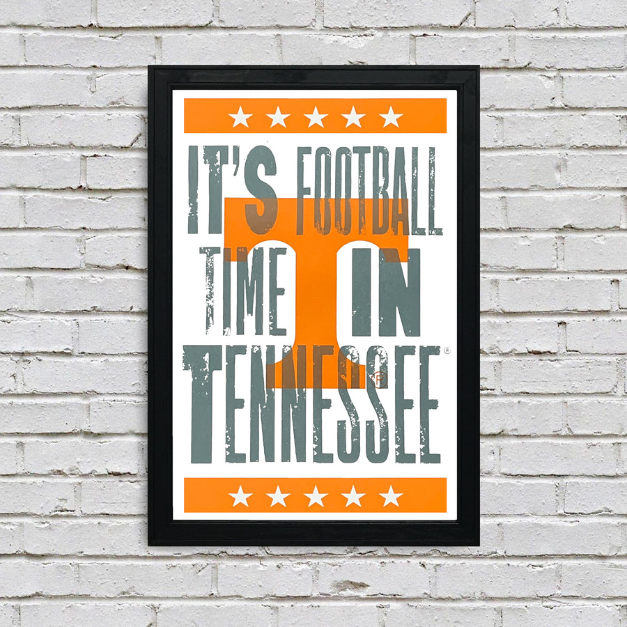 Limited Edition Tennessee Volunteers It's Football Time In Tennessee Letterpress Poster Art - 13x19"