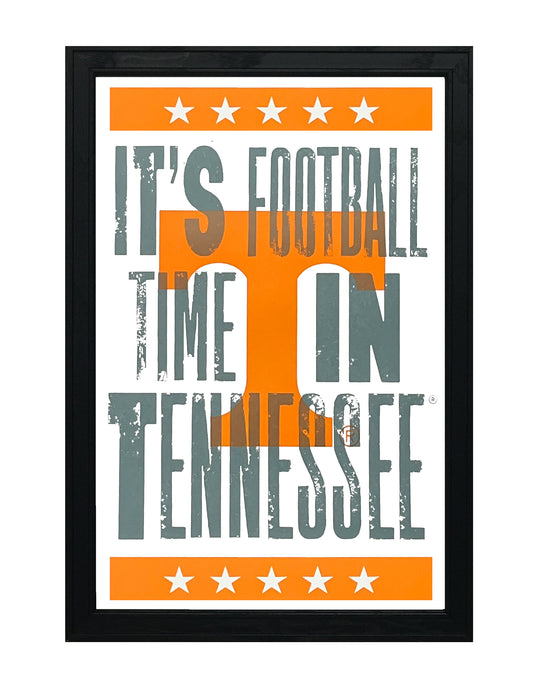 Limited Edition Tennessee Volunteers It's Football Time In Tennessee Letterpress Poster Art - 13x19"