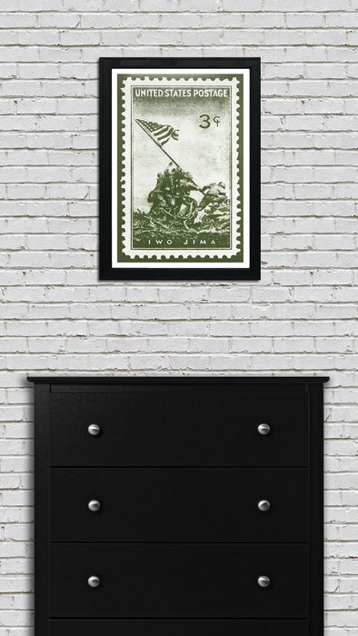 Limited Edition Iwo Jima Marines Iconic Poster - Postage Stamp Art - 13x19"