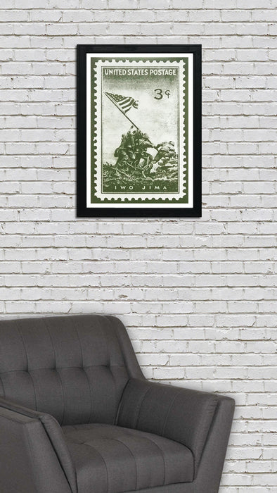 Limited Edition Iwo Jima Marines Iconic Poster - Postage Stamp Art - 13x19"