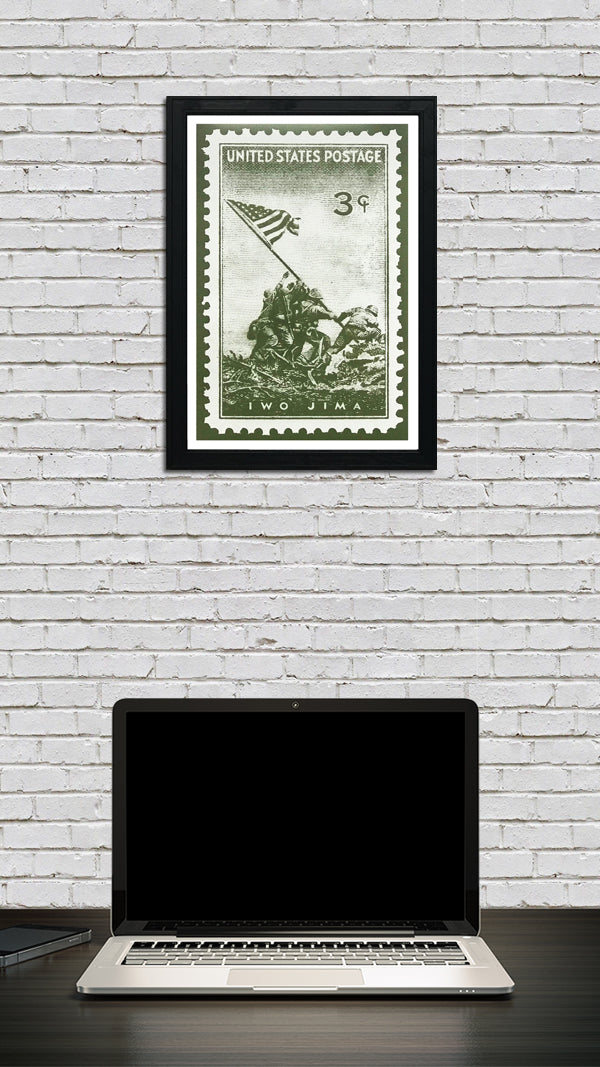 Limited Edition Iwo Jima Marines Iconic Poster - Postage Stamp Art - 13x19"